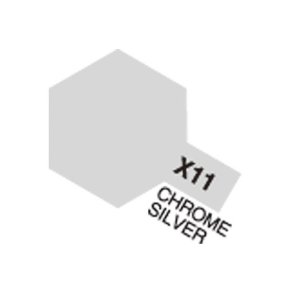 X-11 Chrome Silver, Acrylic Mini 10 ml (penselmaling, blank) - Tamiya